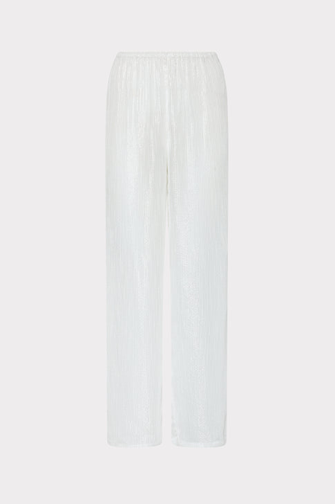 White Silver Pinstripe Cover-Up Pants - Flat Lay | MILLY