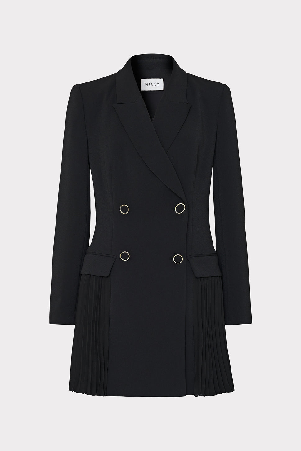 Noora Pleated Blazer Dress in Black | MILLY