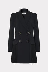 Noora Pleated Blazer Dress in Black MILLY