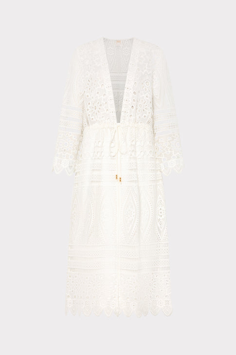 White Tiered Lace Cover-Up - Flat Lay | MILLY