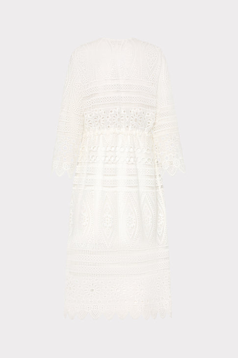 White Lace Designer Cover-Up - Back View Texture Detail | MILLY