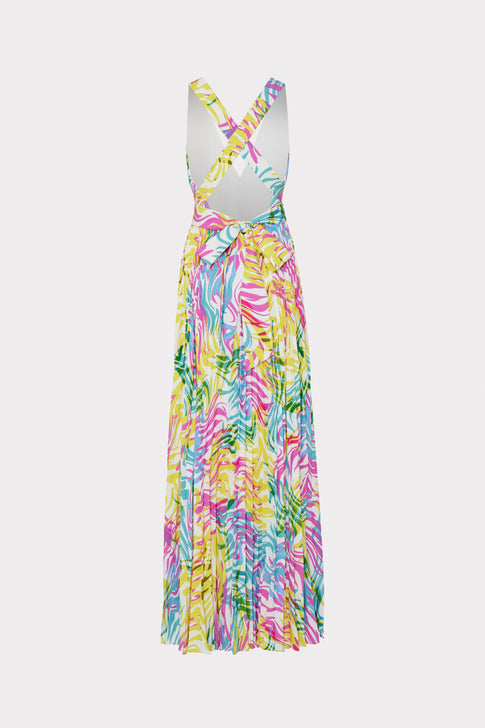 Oria Waves Of Zebra Pleated Dress