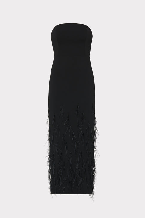 Shai Strapless Feather Dress Black Image 1 of 4