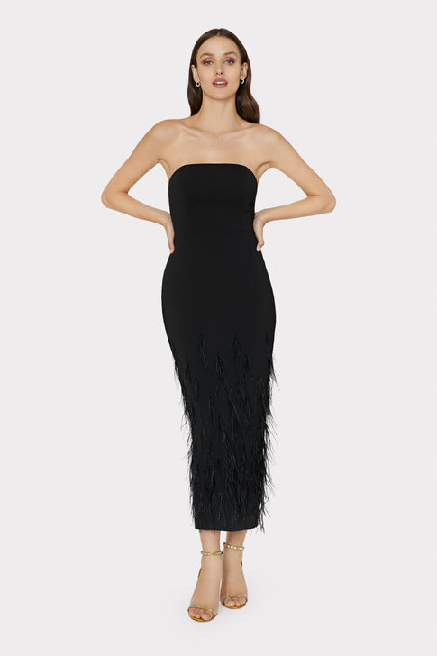 Shai Strapless Feather Dress Black Image 2 of 4