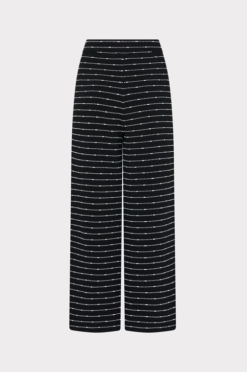 Black and White Striped Knit Wide Leg Pants - Back Flat Lay | MILLY