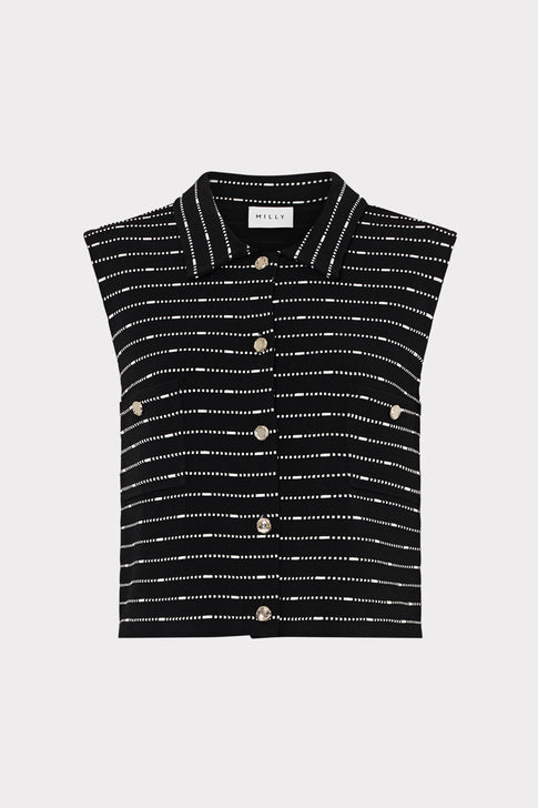 Black and White Striped Knit Top - Flat Lay | MILLY
