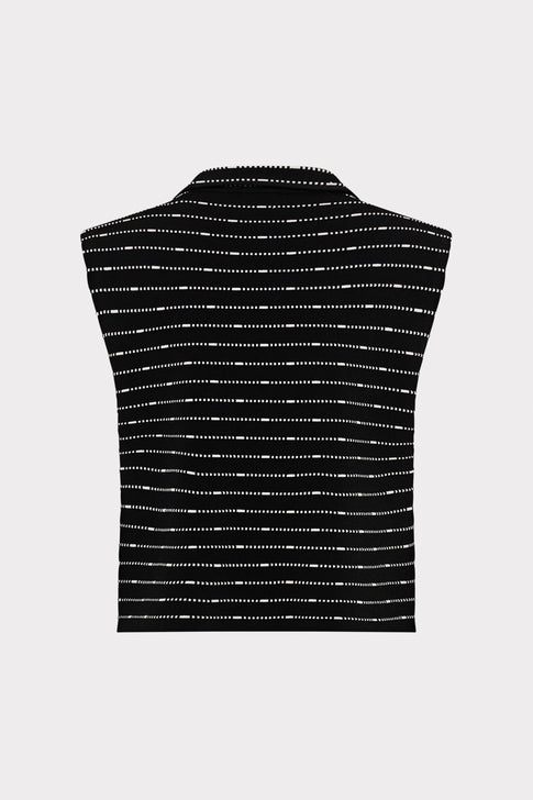 Black Striped Knit Top - Back View Flat Lay | MILLY