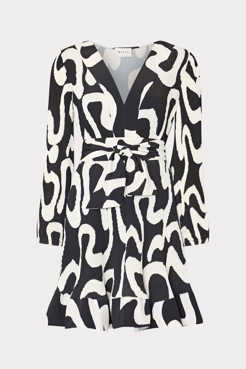 Liv Ink Swirl Pleated Dress Black/White Image 1 of 5