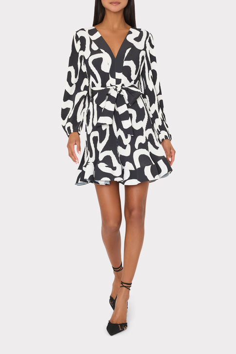 Liv Ink Swirl Pleated Dress Black/White Image 2 of 5