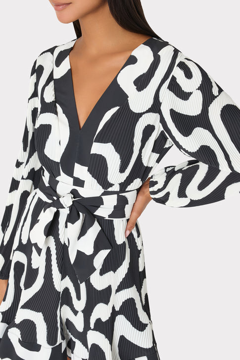 Liv Ink Swirl Pleated Dress Black/White Image 4 of 5