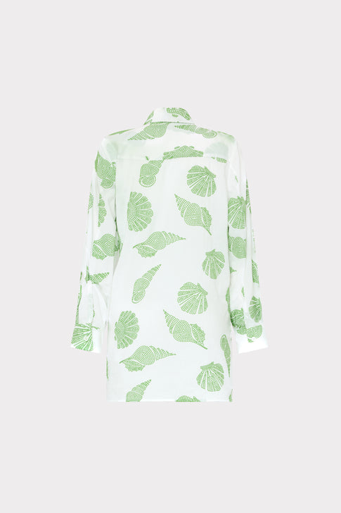Green Leaf Embroidered Cover-Up Dress - Back View Flat Lay | MILLY