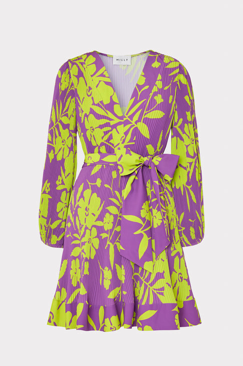 Liv Marigold Aroma Pleated Dress Purple Multi Image 1 of 4