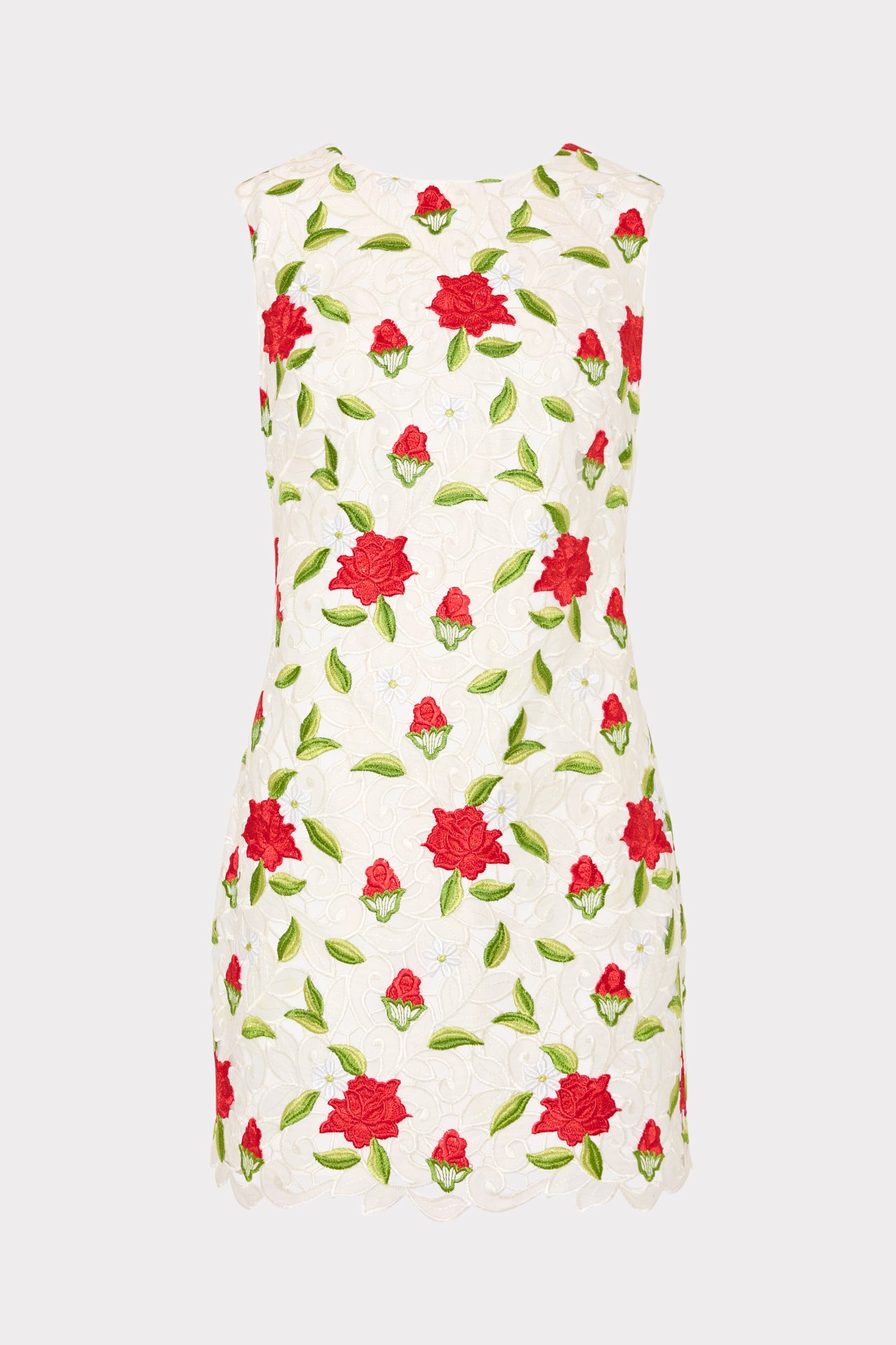 Ivette Rose Embroidered Mini Dress in White/Red/Green | MILLY Ivette Rose Embroidered Mini Dress in White/Red/Green | MILLY