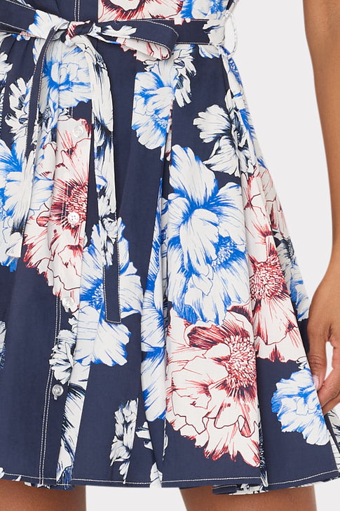 Juni Printed Poplin Mini Dress Navy Multi Image 4 of 5