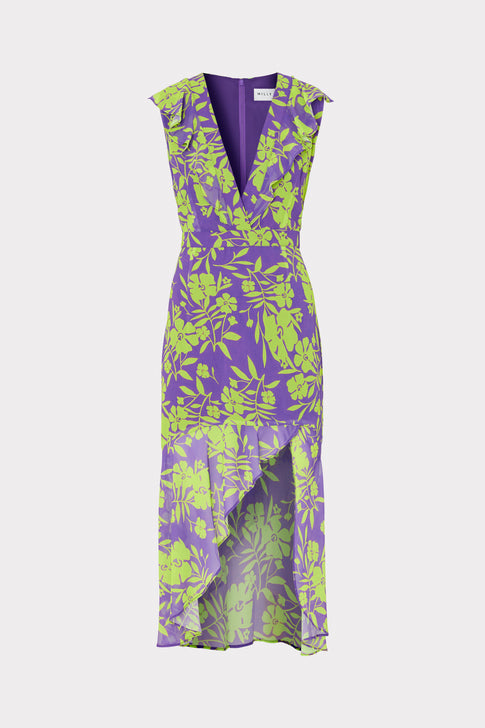 Nanci Marigold Aroma Ruffle Dress Purple Multi Image 1 of 4
