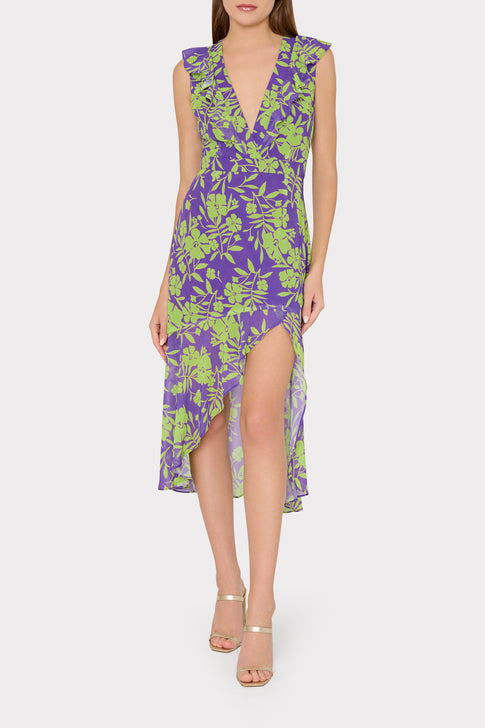 Nanci Marigold Aroma Ruffle Dress Purple Multi Image 2 of 4