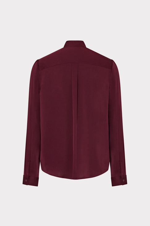 Tie Neck Silk Blouse Wine Image 5 of 5