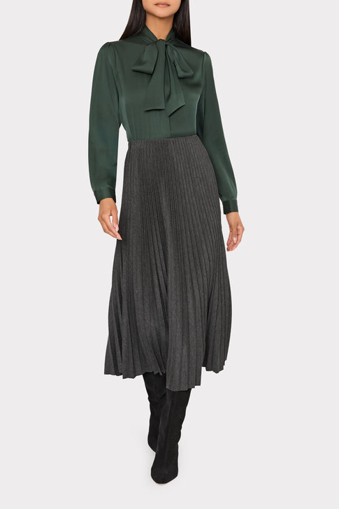 Pleated Midi Skirt Grey Image 2 of 4