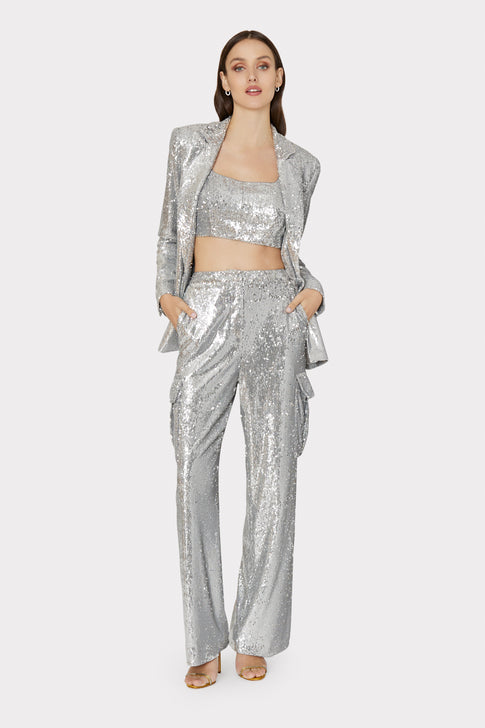 Alexa Sequins Blazer Silver Image 2 of 4