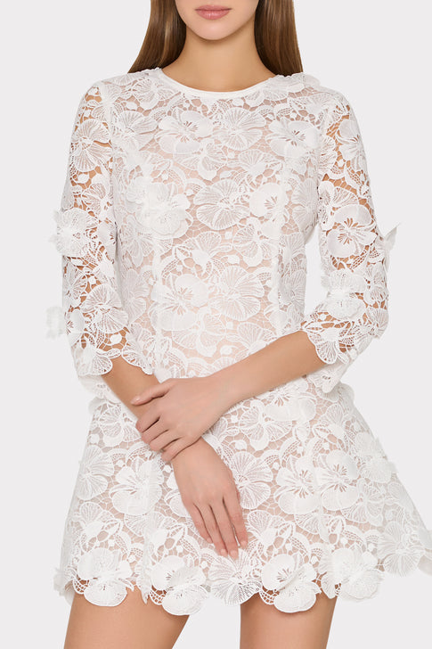 Emmie Lace Mini Dress in Off White