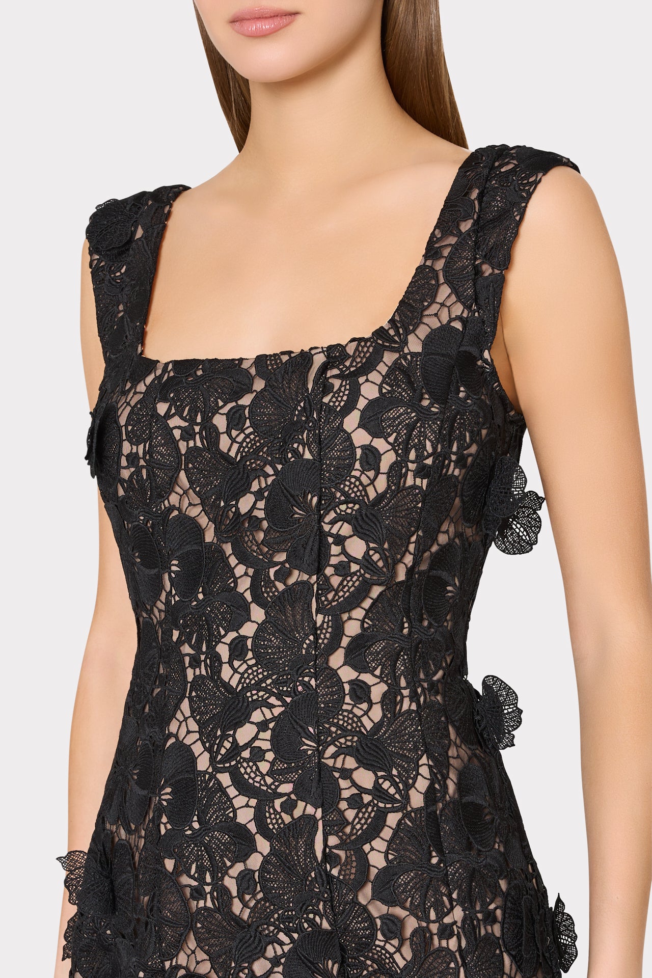 knee length dresses for ladies Spencer Lace Midi Dress in Black