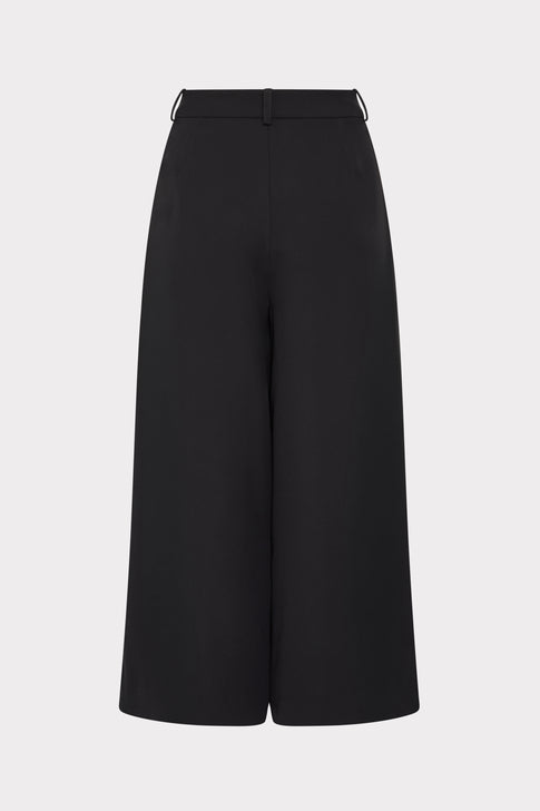 Black Layla Pleated Culottes with tailored waistband - Back View | MILLY