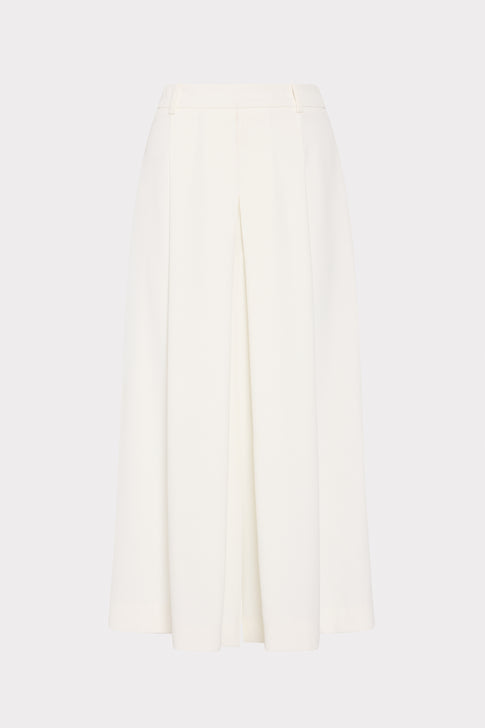 White elegant pleated culottes - Front View | MILLY