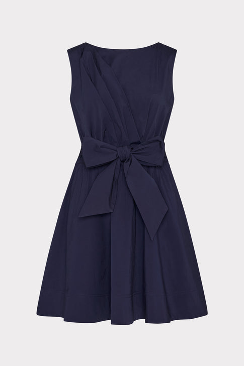 Draped Poplin Sleeveless Mini Dress Navy Image 1 of 4