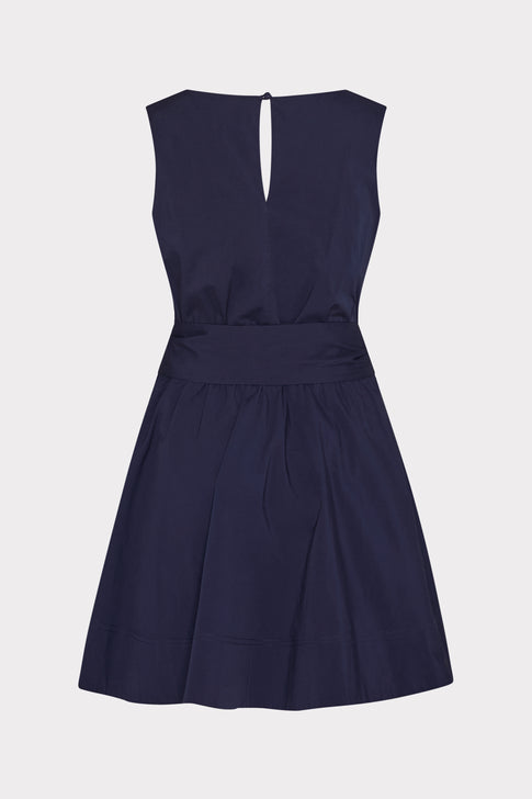 Draped Poplin Sleeveless Mini Dress Navy Image 4 of 4