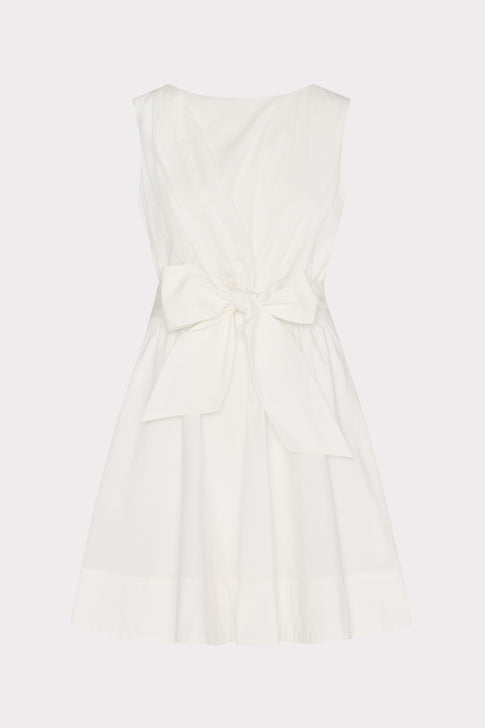 Draped Poplin Sleeveless Mini Dress White Image 1 of 5