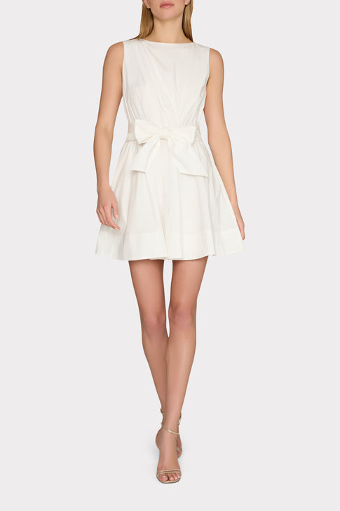 Draped Poplin Sleeveless Mini Dress White Image 2 of 5