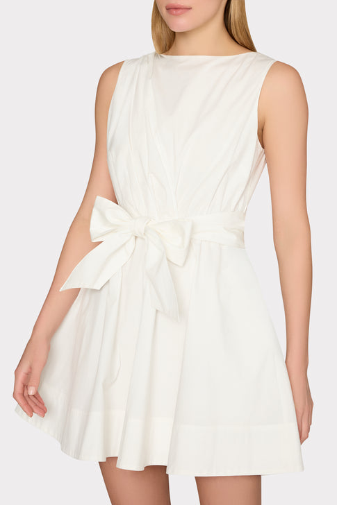 Draped Poplin Sleeveless Mini Dress White Image 4 of 5