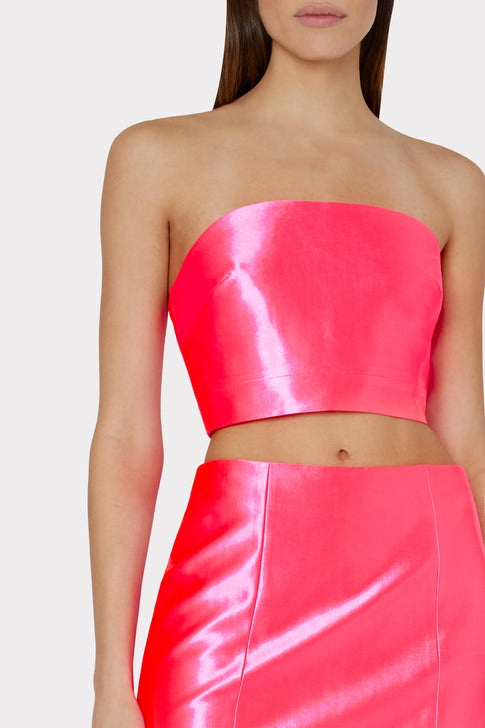 Vugge Certifikat eskortere Satin Strapless Top in Neon-Pink - MILLY in Neon Pink | MILLY