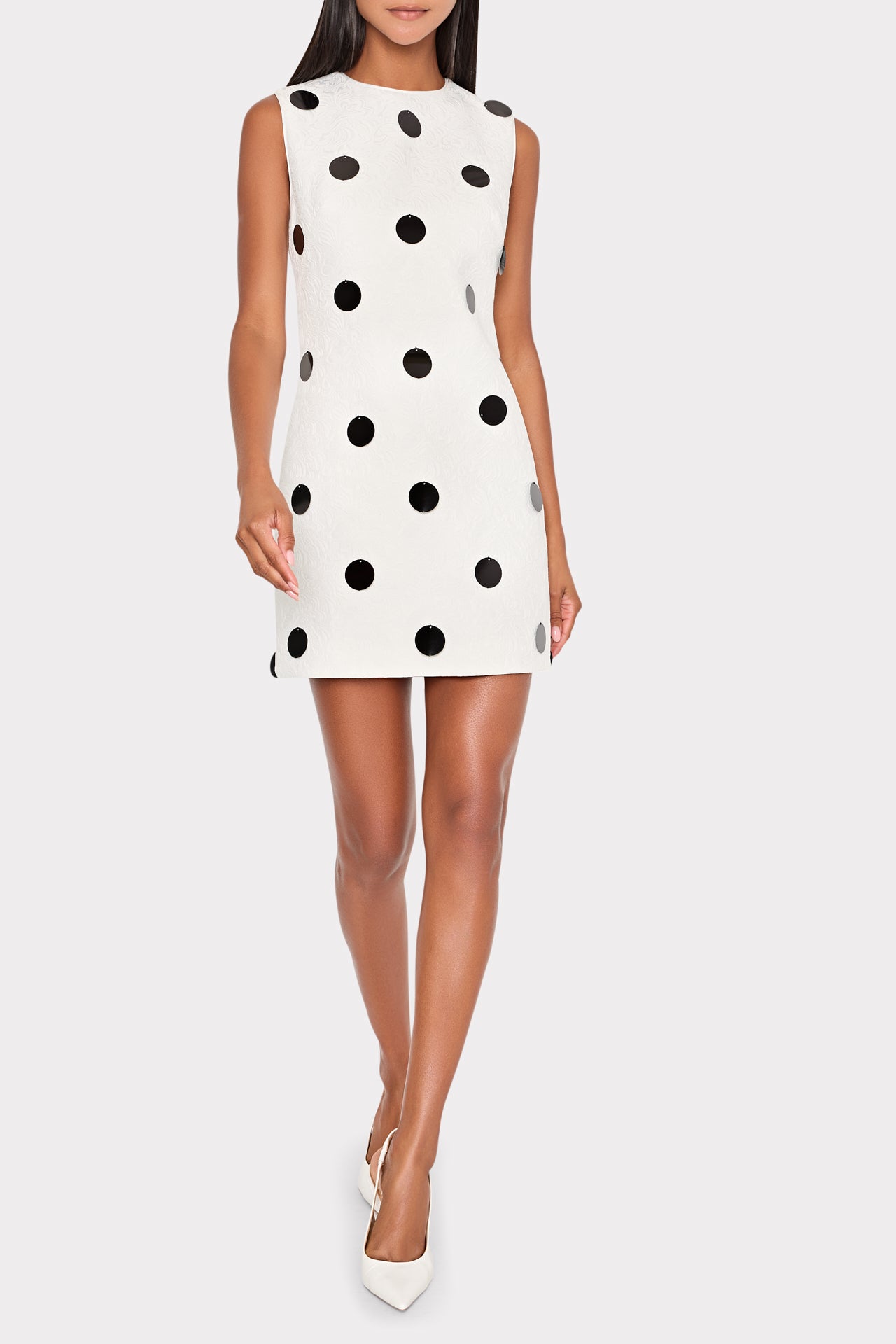 Ivette Polka Dot Pailette Mini Dress in White/Black | MILLY Ivette Polka Dot Pailette Mini Dress in White/Black | MILLY