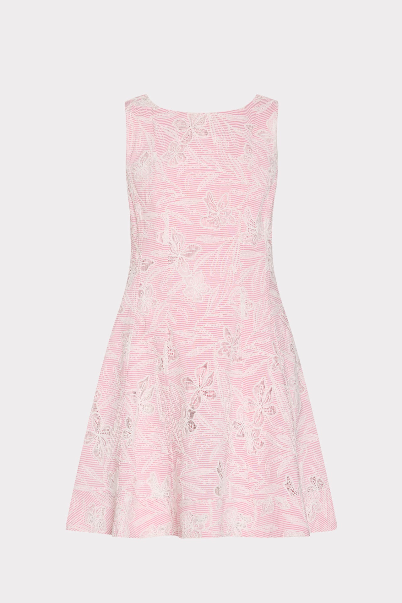 pink and white mini dress Poppy Embroidered Mini Dress in Pink/White