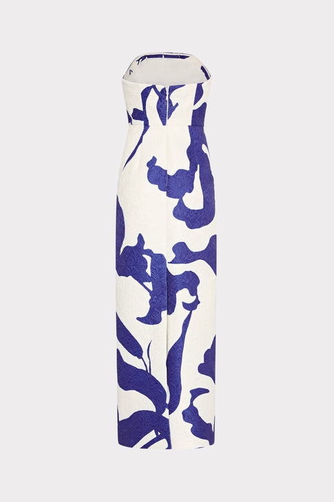 Orion Camellia Floral Jacquard Dress Blue Multi Image 5 of 5