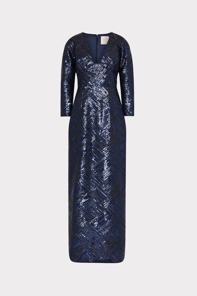 Milly Jenna Long Sleeve Beaded Gown Maxi Dress 10