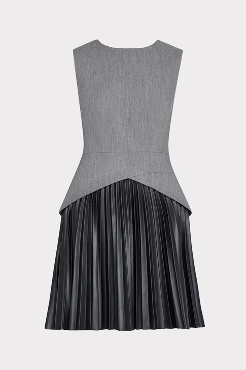 Haddy Leather Pleated Combo Mini Dress