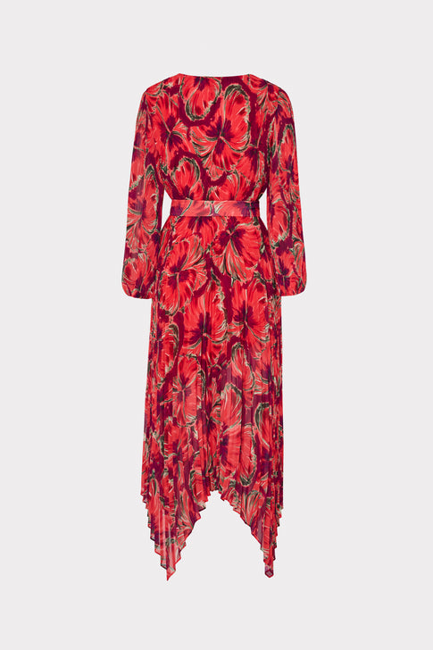 Liora Windmill Floral Pleated Dress Red Multi Image 5 of 5