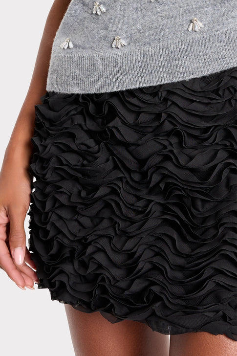 Ruffle Mini Skirt Black Image 3 of 4