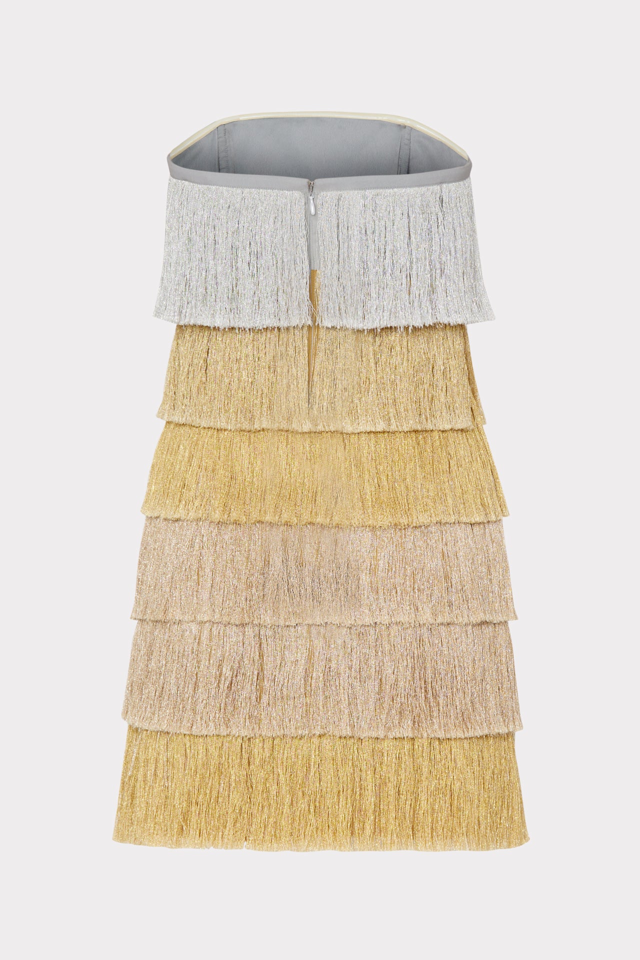 Nuoir Metallic Fringe Dress in Golden Ombre | MILLY