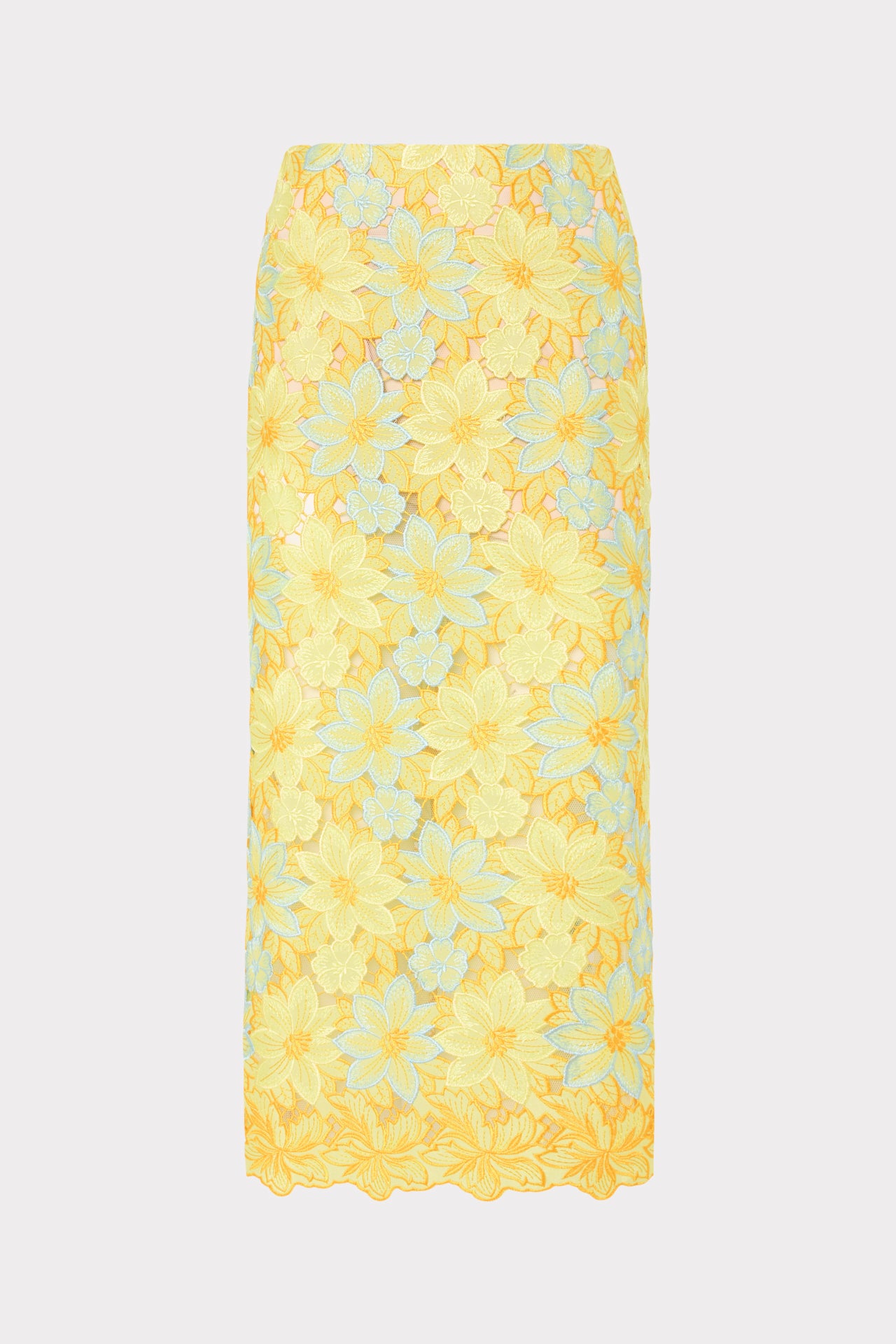Alani Lace Midi Skirt in Yellow Multi