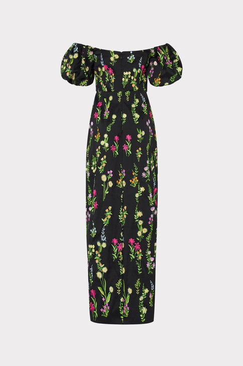 Nira Bloom Embroidery Off The Shoulder Dress Black Multi Image 5 of 5