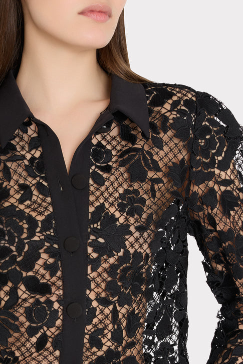 June Rose Mosaic Blouse Black Image 3 of 4