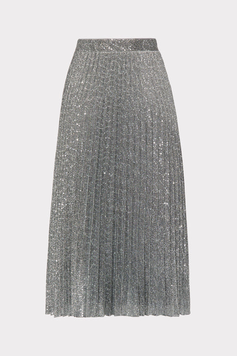 Rayla Pleated Sequins Skirt Silver Image 4 of 4