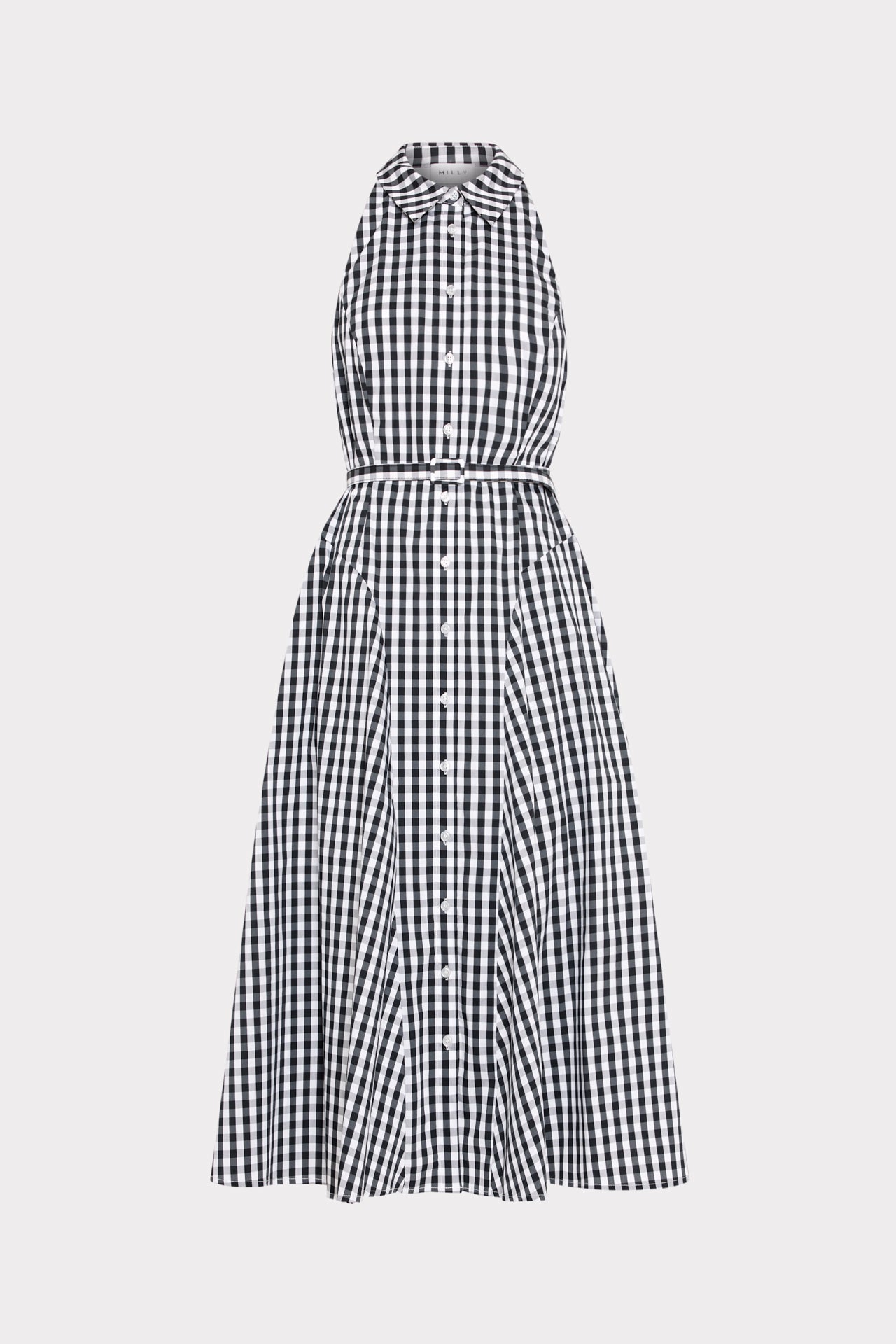 Milly Women's Maxine Gingham Midi Dress - Black - Size 12 - Black/White Milly Women's Maxine Gingham Midi Dress - Black - Size 12 - Black/White