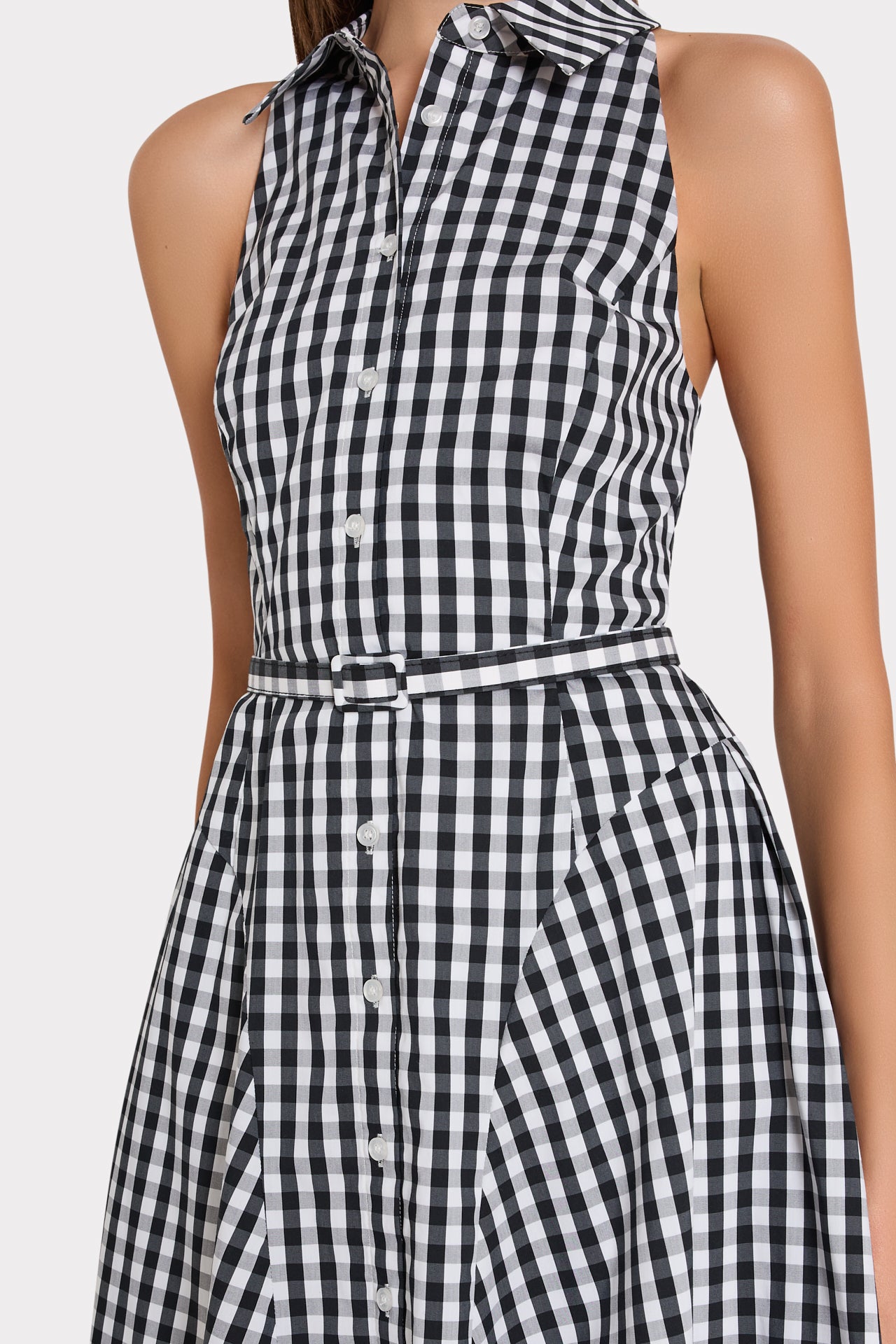 Milly Women's Maxine Gingham Midi Dress - Black - Size 12 - Black/White Milly Women's Maxine Gingham Midi Dress - Black - Size 12 - Black/White