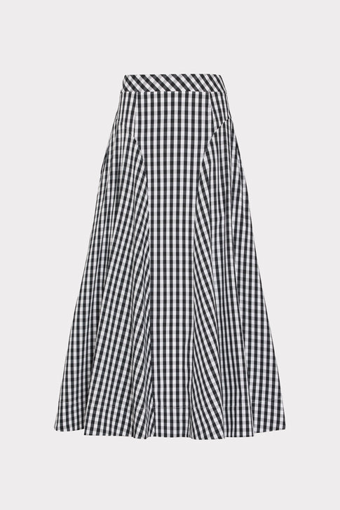 Black and White Gingham Robin Midi Skirt - Flat Lay | MILLY