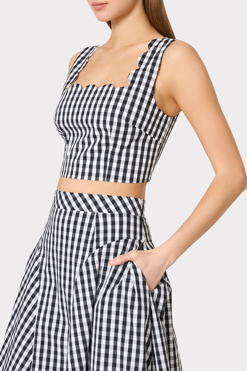 Black White Gingham Skirt Set - Side View Detail | MILLY