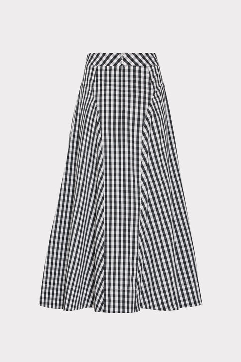 Black and White Gingham Midi Skirt - Back View Flat Lay | MILLY